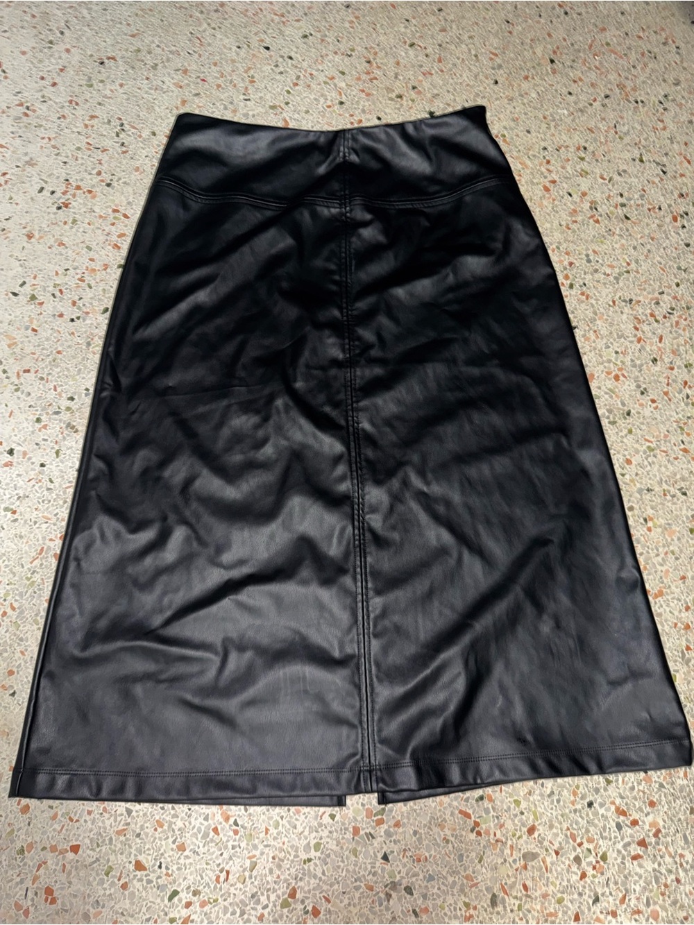 a new day Black Faux Leather Midi Skirt
